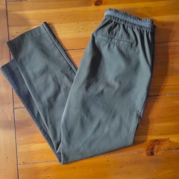 ZARA Women's Dark Olive Drawstring Waist Tapers Leg Casual Work Pant - Size M - Picture 8 of 11